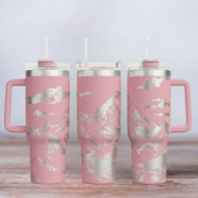 Tumbler mit Gravur - Motiv Everest - helles Pink