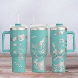 Tumbler mit Gravur - Motiv Everest - türkis