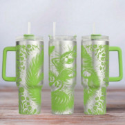 Tumbler mit Gravur - Motiv Happy Cat - hellgrün