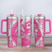 Tumbler mit Gravur - Motiv Happy Cat - pink
