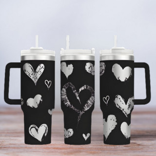 Tumbler mit Gravur - Motiv Hearts - Herzen - schwarz
