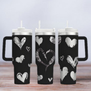 Tumbler mit Gravur - Motiv Hearts - Herzen - schwarz