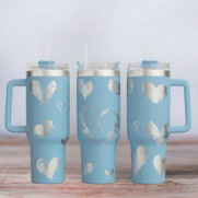 Tumbler mit Gravur - Motiv Hearts - Herzen - hellblau