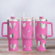 Tumbler mit Gravur - Motiv Hearts - Herzen - pink