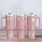 Tumbler mit Gravur - Motiv Hearts - Herzen - helles Pink