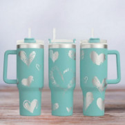 Tumbler mit Gravur - Motiv Hearts - Herzen - türkis