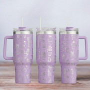 Tumbler mit Gravur - Motiv Kaktus - flieder
