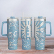 Tumbler mit Gravur - Motiv Leuchtturm - hellblau