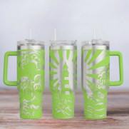 Tumbler mit Gravur - Motiv Leuchtturm - hellgrün