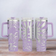 Tumbler mit Gravur - Motiv Leuchtturm - flieder