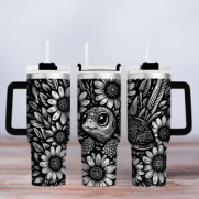 Tumbler mit Gravur - Motiv Little Turtle - Schildkröte - schwarz