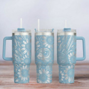 Tumbler mit Gravur - Motiv Little Turtle - Schildkröte - hellblau