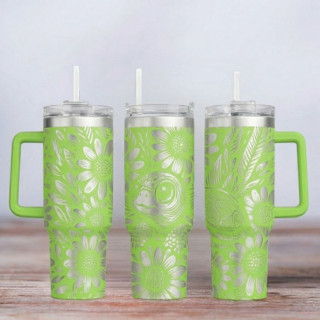 Tumbler mit Gravur - Motiv Little Turtle - Schildkröte - hellgrün