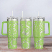 Tumbler mit Gravur - Motiv Little Turtle - Schildkröte - hellgrün