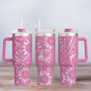 Tumbler mit Gravur - Motiv Little Turtle - Schildkröte - pink