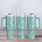 Tumbler mit Gravur - Motiv Little Turtle - Schildkröte - türkis