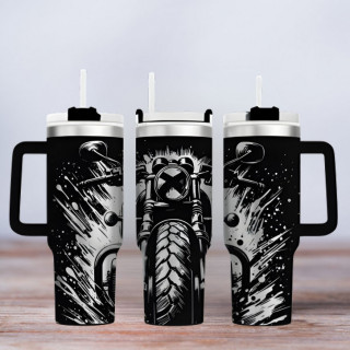 Tumbler mit Gravur - Motiv Motorcycle - Motorrad - schwarz