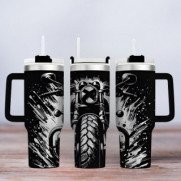 Tumbler mit Gravur - Motiv Motorcycle - Motorrad - schwarz