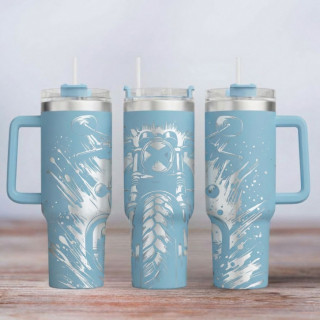 Tumbler mit Gravur - Motiv Motorcycle - Motorrad - hellblau