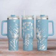 Tumbler mit Gravur - Motiv Motorcycle - Motorrad - hellblau