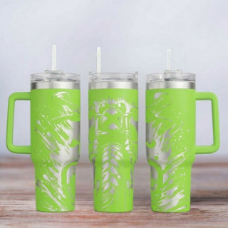 Tumbler mit Gravur - Motiv Motorcycle - Motorrad - hellgrün