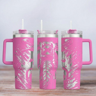 Tumbler mit Gravur - Motiv Motorcycle - Motorrad - pink