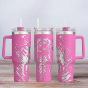 Tumbler mit Gravur - Motiv Motorcycle - Motorrad - pink