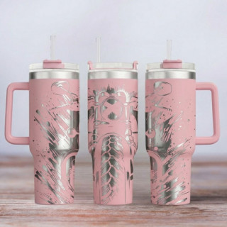 Tumbler mit Gravur - Motiv Motorcycle - Motorrad - helles Pink