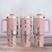 Tumbler mit Gravur - Motiv Motorcycle - Motorrad - helles Pink