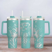 Tumbler mit Gravur - Motiv Motorcycle - Motorrad - türkis