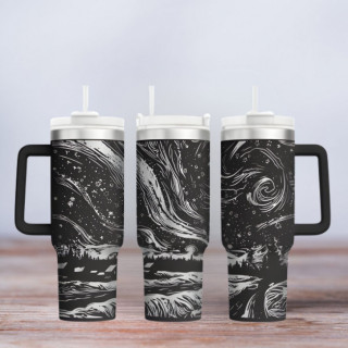 Tumbler mit Gravur - Motiv Northern Lights - schwarz