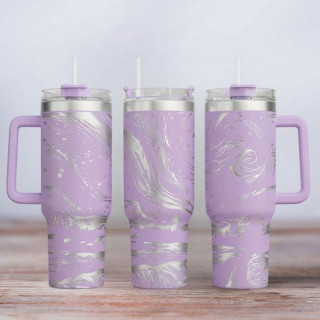 Tumbler mit Gravur - Motiv Northern Lights - flieder