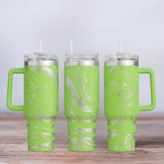 Tumbler mit Gravur - Motiv Northern Lights - hellgrün