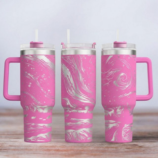 Tumbler mit Gravur - Motiv Northern Lights - pink