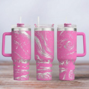 Tumbler mit Gravur - Motiv Northern Lights - pink