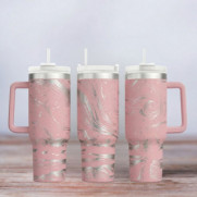 Tumbler mit Gravur - Motiv Northern Lights - helles Pink