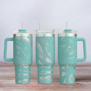 Tumbler mit Gravur - Motiv Northern Lights - türkis