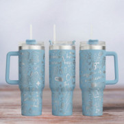 Tumbler mit Gravur - Motiv Nurse - hellblau