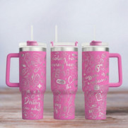 Tumbler mit Gravur - Motiv Nurse - pink