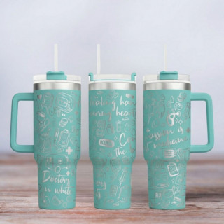 Tumbler mit Gravur - Motiv Nurse - türkis
