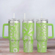 Tumbler mit Gravur - Motiv Seahorse - Seepferdchen - hellgrün