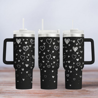 Tumbler mit Gravur - Shower of hearts - schwarz