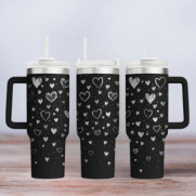 Tumbler mit Gravur - Shower of hearts - schwarz