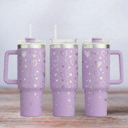 Tumbler mit Gravur - Shower of hearts - flieder
