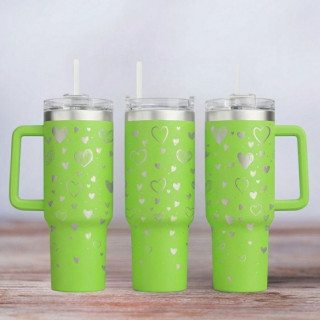 Tumbler mit Gravur - Shower of hearts - hellgrün