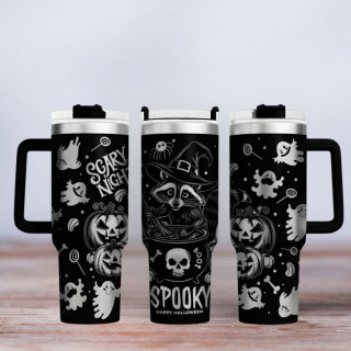 Tumbler mit Gravur - Motiv Spooky -schwarz