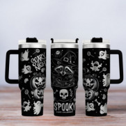 Tumbler mit Gravur - Motiv Spooky -schwarz