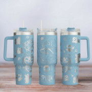 Tumbler mit Gravur - Motiv Spooky -hellblau
