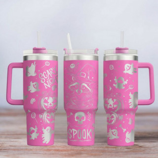 Tumbler mit Gravur - Motiv Spooky -pink