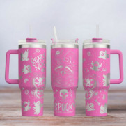 Tumbler mit Gravur - Motiv Spooky -pink